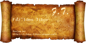 Földes Tibor névjegykártya